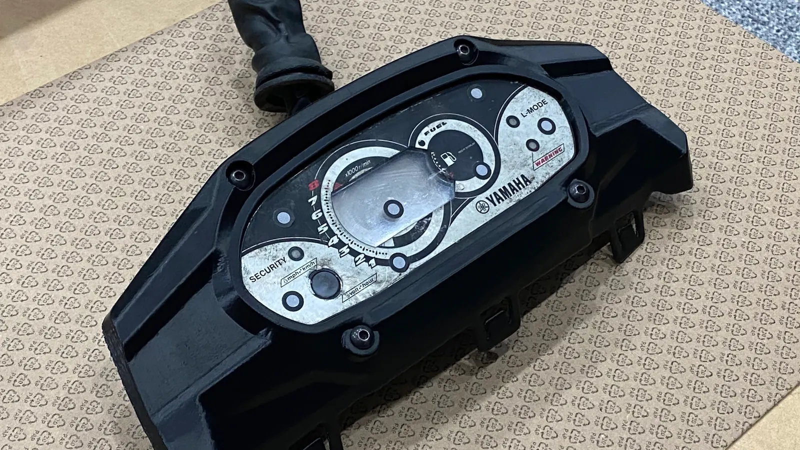 Yamaha WaveRunner gauge cluster fitted into a new black printed bezel